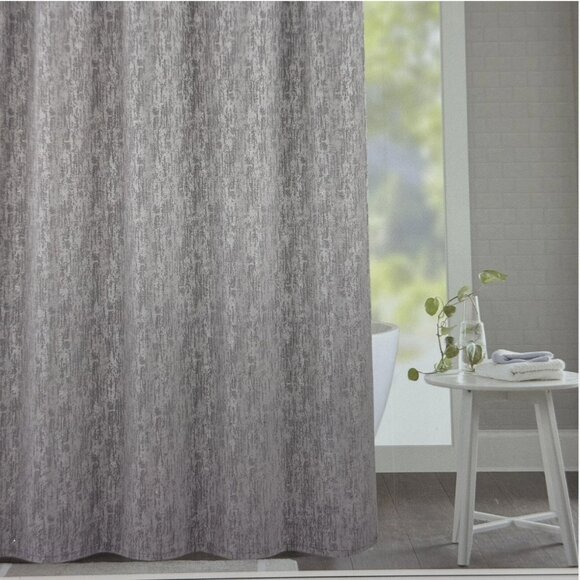 Rachel Zoe Luxury Gray Silver Chenille SHOWER CURTAIN Holidays Christmas Elegant - Picture 2 of 10